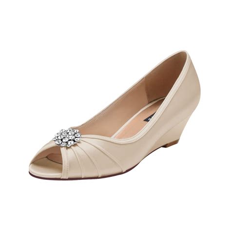 Erijunor Women Comfortable Low Heel Wedges Peep Toe Wedding Shoes