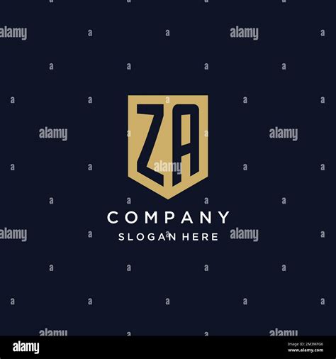 Za Monogram Initials Logo Design With Shield Icon Template Stock Vector