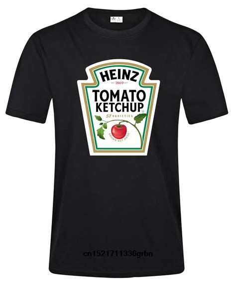 Men T Shirt Heinz Tomato Ketchup Label Fashion Round Collar Tee Shirts