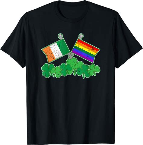 St Patricks Day Flag And Shamrocks LGBT Pride T Shirt Amazon Co Uk