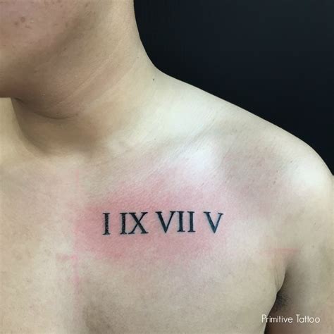 Roman Numeral Chest Tattoo