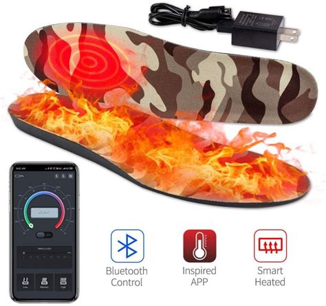Electric Built In Rechargeable Battery Heated Insoles With Bluetooth