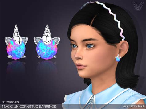 Magic Unicorn Stud Earrings For Kids By Feyona At Tsr Sims 4 Updates