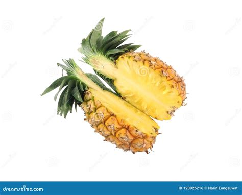 Pineapple Cut Half On White Background Stock Photo Image Of Portion