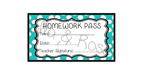 Homework Pass Template Digital Download Sheet Of 6 Etsy