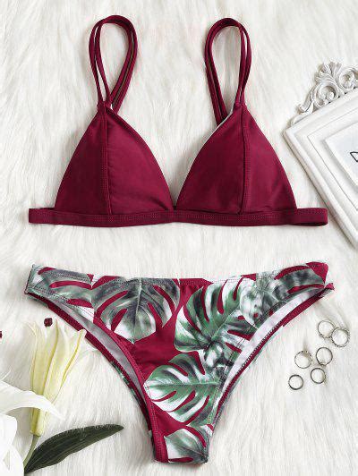 [20 off] 2019 cami palm leaf print bikini in red zaful