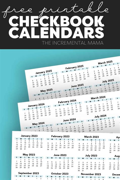 Free Checkbook Calendar Printables 2023 2024 2025