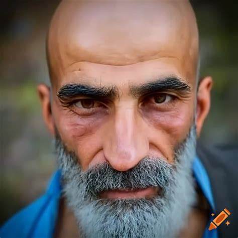 portrait of a handsome older kurdish man with great cheekbones