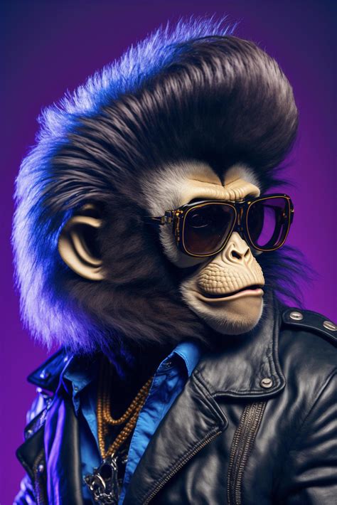 Monkey Wearing Sunglasses And A Leather Jacket Generative Ai 23003152