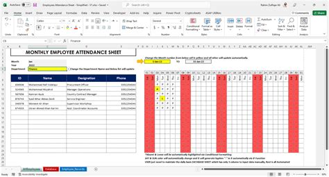 Employees Attendance Sheet Tracker In Microsoft Excel Daily And Monthly