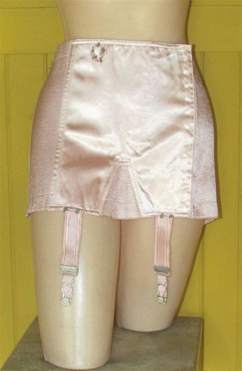 Vintage S Flapper Girdle Modart Pink Satin Garters Unworn Deco Orig