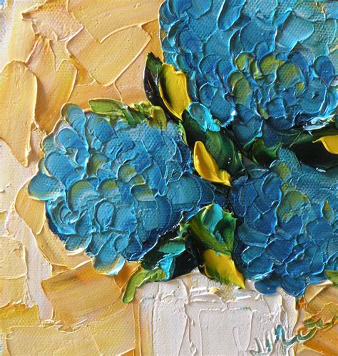 Hydrangea Painting On Canvas Painting Free Shipping Usa Palette Knife