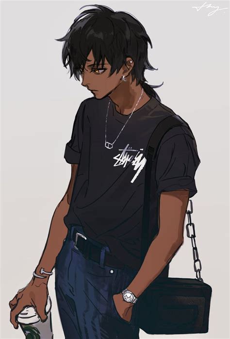 ᴴᴼᴺᴳ On Twitter Black Anime Guy Anime Drawings Boy Black Anime