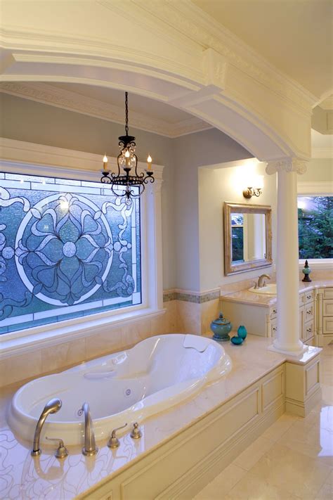 Contemporary stained glass bathroom window winter garden fl. 40 Rooms With Remarkable Stained Glass Windows | Amazing bathrooms, Contemporary bathrooms ...