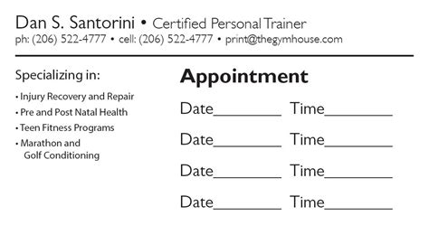 Help your clients remember their appointments with the right type of appointment cards. Back appointment card 21 | A Printer for Gyms and Personal ...