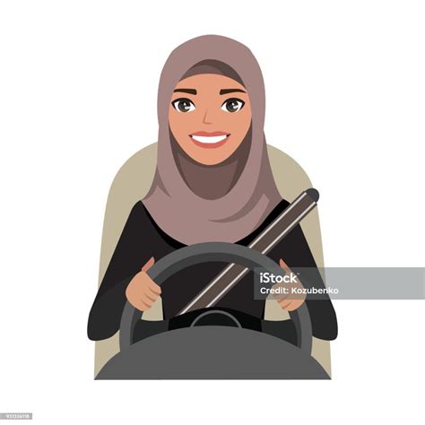 Arab Businesswoman Driving A Car Arab Woman Wearing Hijab Stock Illustration Download Image