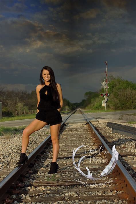 Senior Pictures Railroad Stormy Sky Railroad Photoshoot Model Poses