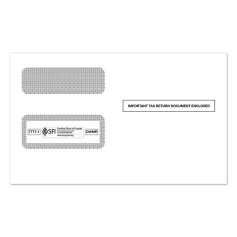 2 Up 1099 Double Window Tax Form Envelope 7777