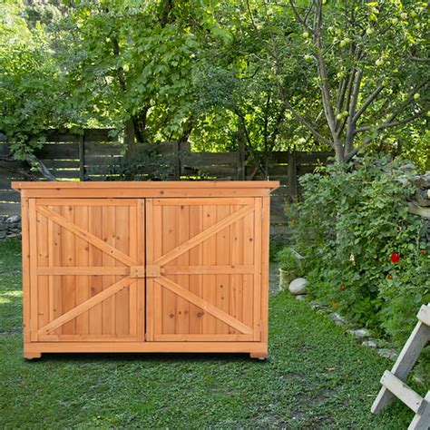 Double Doors Fir Wooden Garden Yard Shed Lockers Outdoor Storage