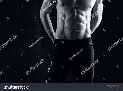 Male Athlete Naked Body On Black Stock Photo Edit Now