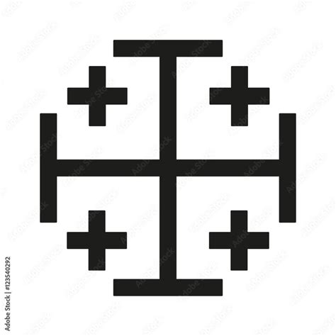 Jerusalem Cross Icon Black Silhouette Ancient Christian Sign Vector