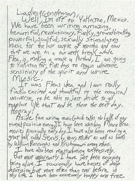 John Frusciante Effects Carta Da Pausa De Composição De Blood Sugar