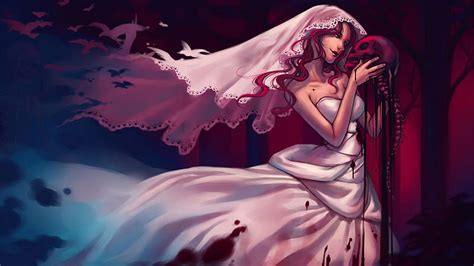 Bloody Wedding Weddind Dress 3d Bride White Abstract Wedding