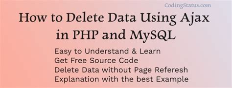 How To Delete Data From Database Using Ajax In Php