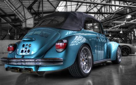 Hd Wallpaper Volkswagen Super Beetle Blue And Black Volkswagen Beetle
