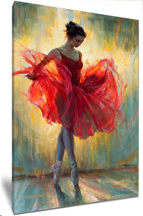 Beautiful Red Ballet Girl Painting Framed High Definition Canvas