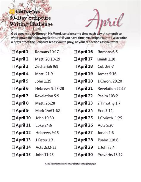 Aprils 30 Day Scripture Writing Challenge Bible Study Tips