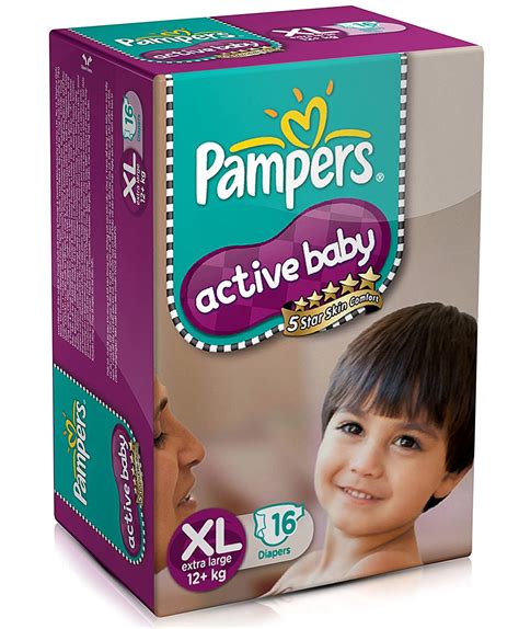 Pampers Active Baby Extra Large Size Diapers 16 Count Baby Diapering