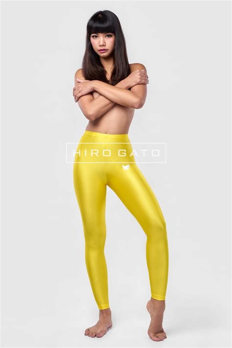 Shiny Lycra Leggings Yellow Spandex Hiro Gato