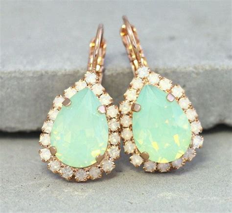 Mint Opal Earringsmint Crystal Earringsmint Drop By Iloniti Turquoise