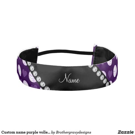 Custom Name Purple Volleyballs And Hearts Athletic Headband Athletic