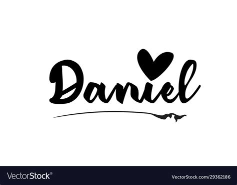 Daniel Name Text Word With Love Heart Hand Vector Image