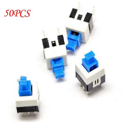 50pcslot 7x7mm 77mm 6pin Push Tactile Power Micro Switch Self Lock On