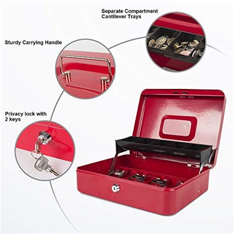Kyodoled Locking Cash Box With Lockmoney Box With Cash Traylock Safe