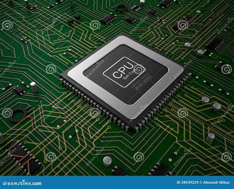 Quad Core Cpu On Motherboard Stock Illustration Image 28939229
