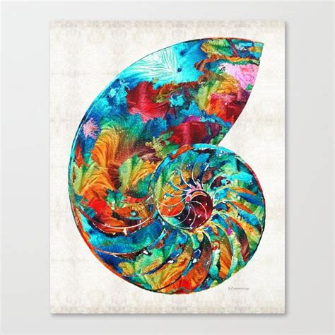 Colorful Nautilus Shell By Sharon Cummings Canvas Print By