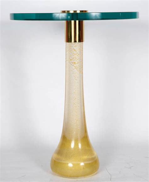 Pair Of Murano Glass Side Tables By Cenedese At 1stdibs
