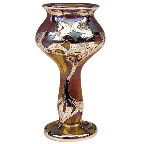 Loetz Glass Vase With Sterling Silver Overlay Circa 1900 For Sale At 1stdibs Loetz Silver