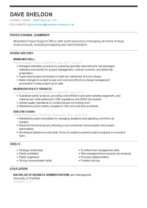 This Is The 1 Project Support Officer Cv Example By Myperfectcv