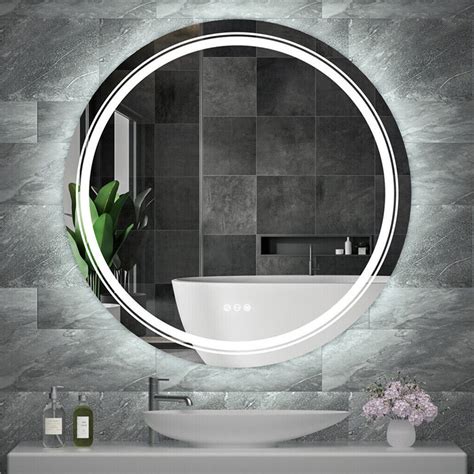 Round Led Bathroom Mirror Illuminated Demister Light Up Anti Fog 600x600mm Ip44 Ebay