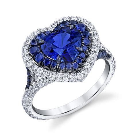 Heart Shaped Sapphire And Diamond Ring Nicole Mera