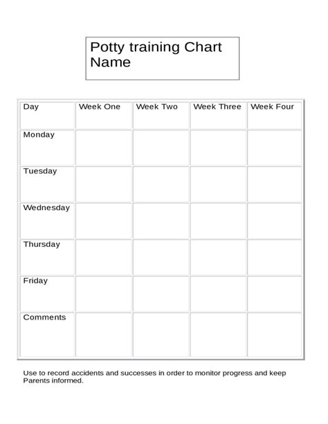sample potty training chart template