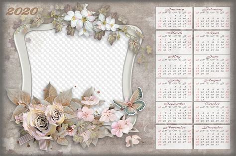 2020 Wedding Calendar Psd Png