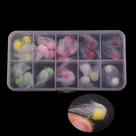 Bimoo 36pcsbox Mix Color Milking Egg Fly Combo Set Trout Fly Fishing