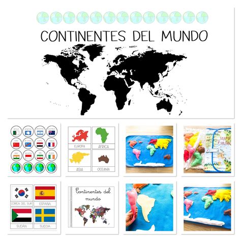 Pack Mapa Mundi Fieltro Descargable Continentes Del Mundo Caminando