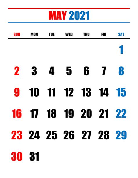 Calendar For May 2021 Free Calendarsu